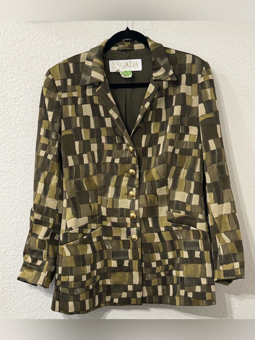 ESCADA Margaretha Ley Blazer Jacket Women’s EU 40 Wool/Nylon Monochromatic Olive
